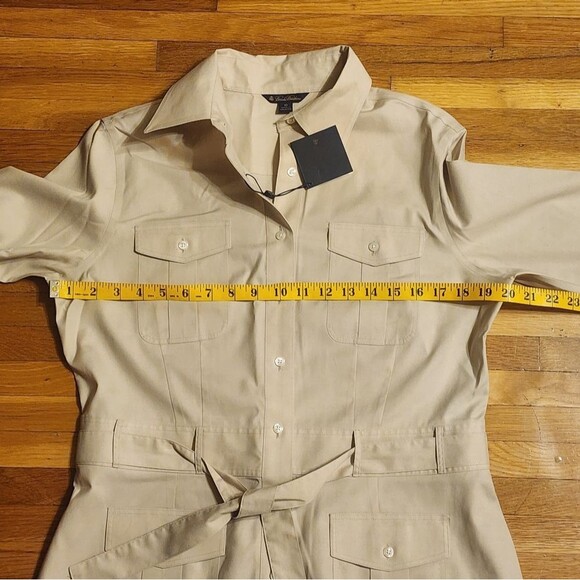 Brooks Brothers 10 Chic Safari Beige Shirt Dress with Belt Capsule Minimalist - Picture 14 of 16